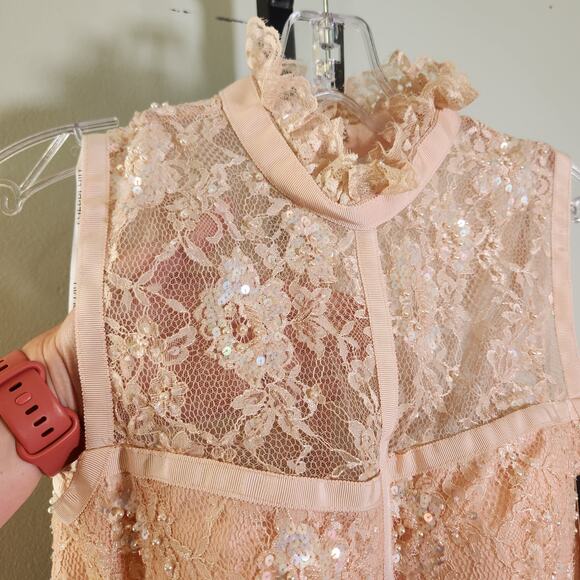 SHERRI HILL NWT Blush Pink Lace Mini Dress, Size 8 - Picture 8 of 16